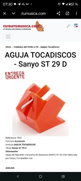 Aguja repuesto tocadiscos nueva