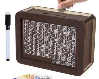 Mealheiro de madeira com quadro de contagem