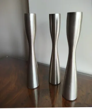 3 candelabros acero estilo escandinavo mid-centur