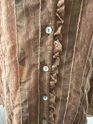 Camisa manga larga marrón y rosa