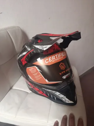 Casco Moto Cross Negro Rojo