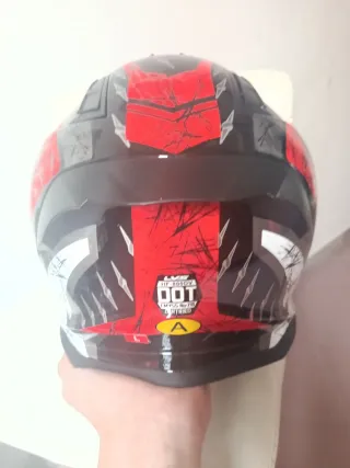 Casco Moto Cross Negro Rojo