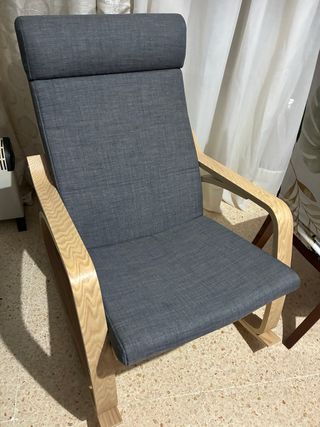 Butaca Mecedora Madera y Tela Gris