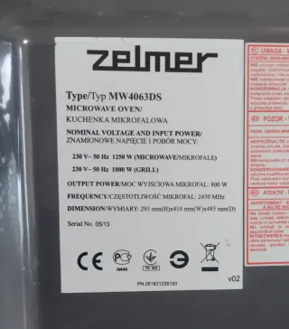 Microondas Zelmer Negro