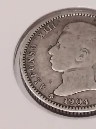 Moneda 1 Peseta Alfonso XIII 1904 Plata