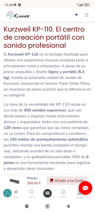 Teclado Kurzweil KP110 Sintetizador