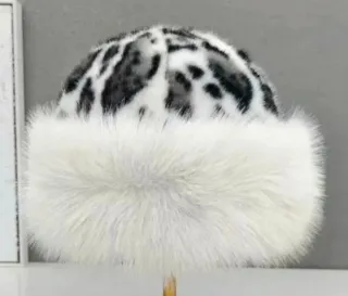 Cappello donna fantasia maculata con pelliccia