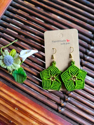 Pendientes Flor Macramé Hechos a Mano