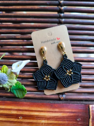 Pendientes Flor Macramé Hechos a Mano