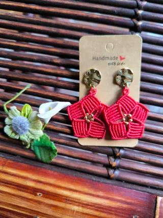 Pendientes Flor Macramé Hechos a Mano