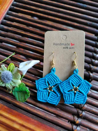 Pendientes Flor Macramé Hechos a Mano