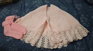 Sciarpa/mantellina neonato uncinetto rosa