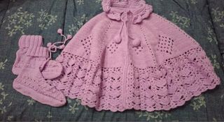 Sciarpa/mantellina neonato uncinetto rosa