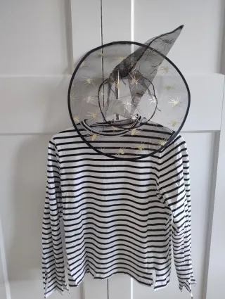 Disfraz Bruja: Camiseta Talla M con rotos + Gorro