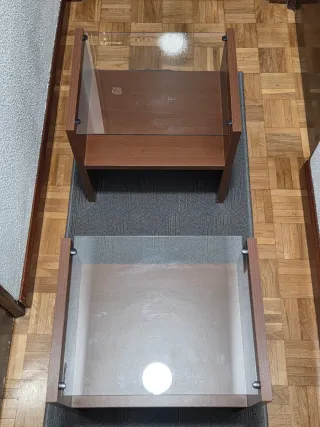 2 x 1 Mesitas de Noche Madera y Cristal