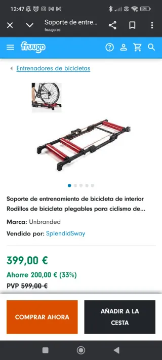 Rodillo entrenamiento bicicleta interior