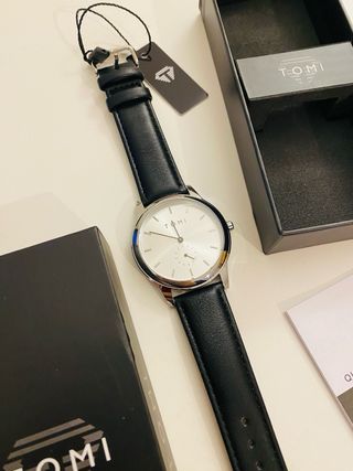 Orologio Tomi Uomo Quarzo Nero Cinturino in pelle