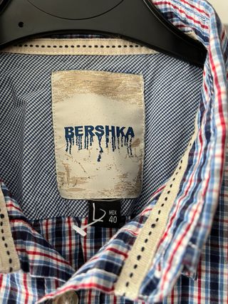 Camisa chico manga corta cuadros. Bershka