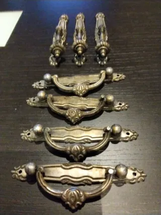 7 Tiradores de latón estilo vintage