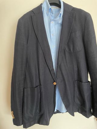 Chaqueta de lino hombre azul marino