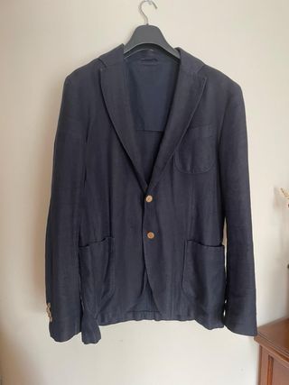 Chaqueta de lino hombre azul marino