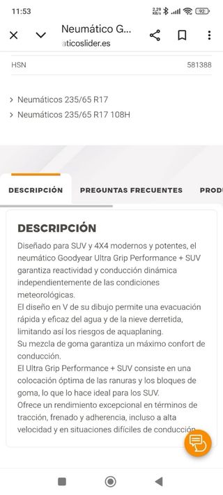 Neumático Goodyear SUV