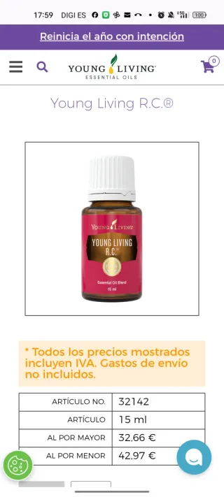 2 Aceites Young Living Purificación y R.C. 15ml