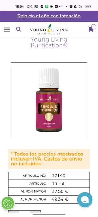 2 Aceites Young Living Purificación y R.C. 15ml
