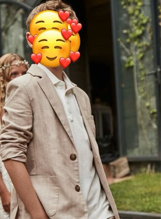 Traje Lino Niño Talla 14 color camel