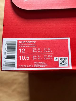 Nike Cortez Rojo Burdeos y Blanco Zapatillas
