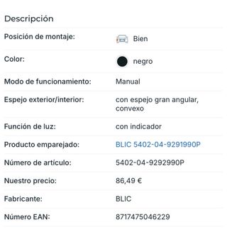 Brazo Espejo Derecho Manual Mercedes y VW original