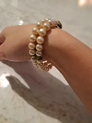 Bracciale perle doppio filo e spilla gioiello