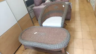 Mesa y Silla Mimbre Terraza