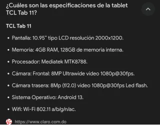 Tablet TCL TAB 11 FE Nueva