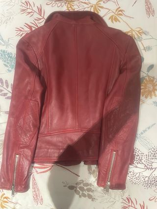 Cazadora Piel Zara Mujer Granate