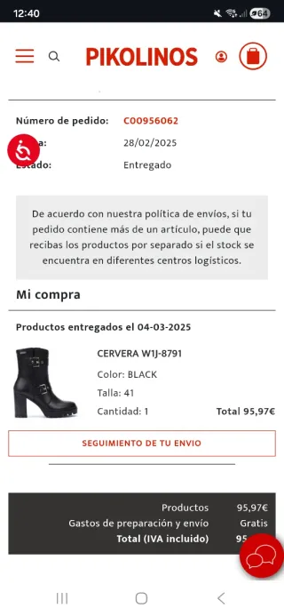Botines Pikolinos Cervera Piel Negro Talla 41