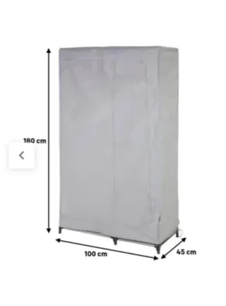 Armario tubular de tela gris con cremallera