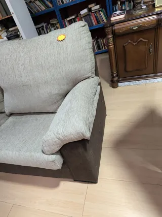 Sofá de 2 plazas tela beige y marrón