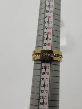 Anillo Acero Quirúrgico Circonitas Dorado