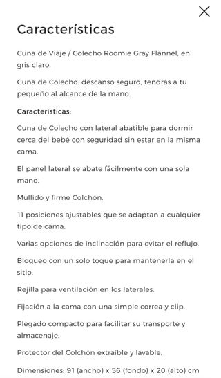 Mini Cuna Colecho Gris