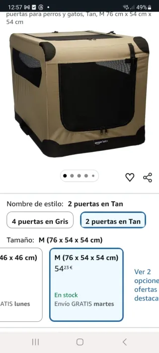 Transportín perro plegable M (76x54x54cm)
