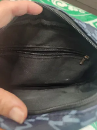 Bolso bandolera azul y marrón