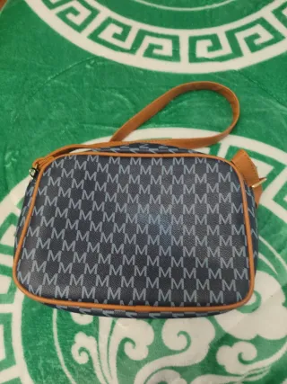 Bolso bandolera azul y marrón