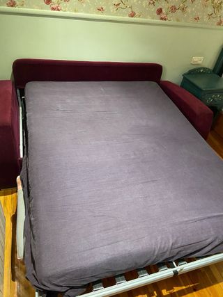 Sofá Cama Terciopelo Rosa y Morado