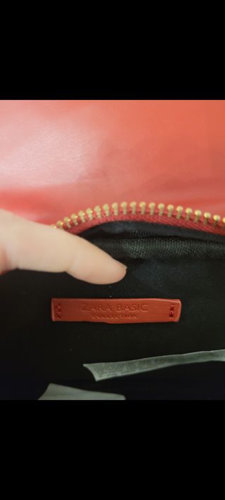 Bolso Zara Rojo Cierre Dorado