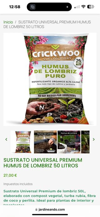 Humus 50L + 4 rollos malla antihierbas 1x25m