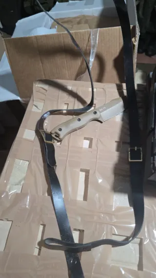 Giberne vintage cuoio nero doppie tasche WW2