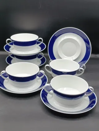 Set tazas consomé porcelana Bidasoa