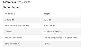 Placa inducción WHIRLPOOL WBS4560BF