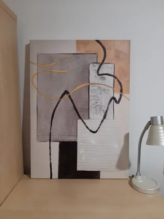 Cuadro abstracto lienzo y madera